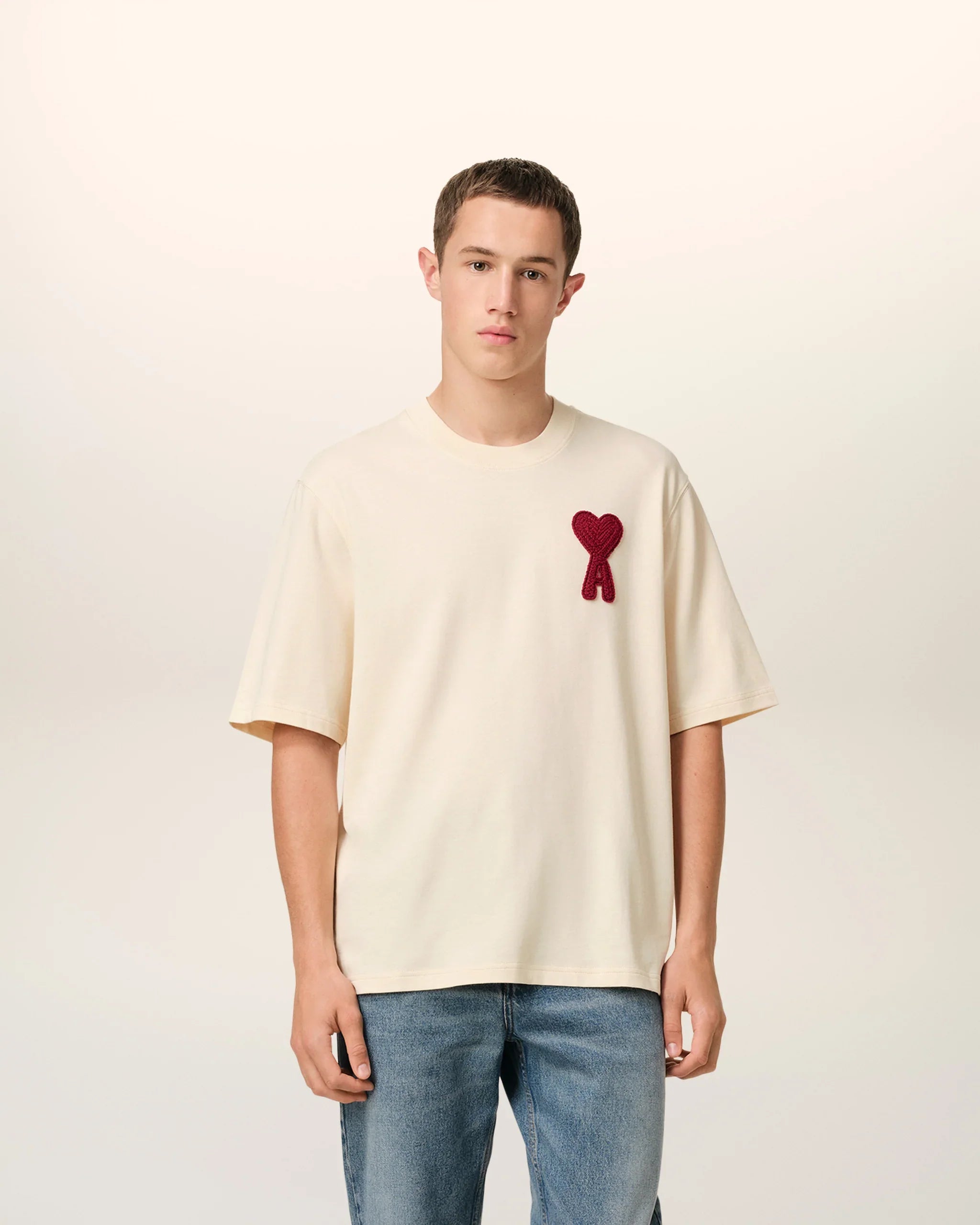 T-Shirt Beige Patch Ami de Coeur En Coton